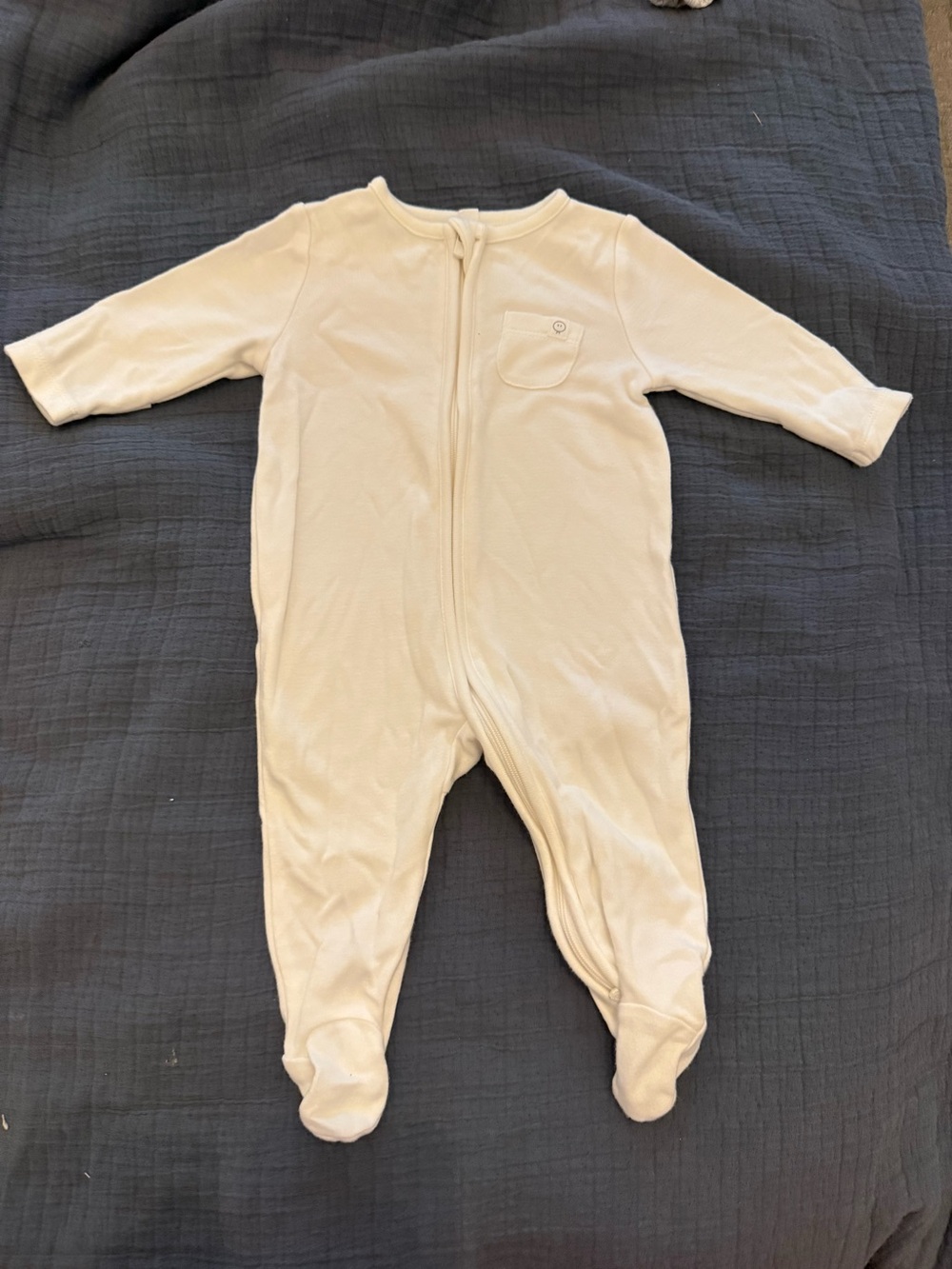 Neutral Cream Footed Baby One-Piece with Front Zip